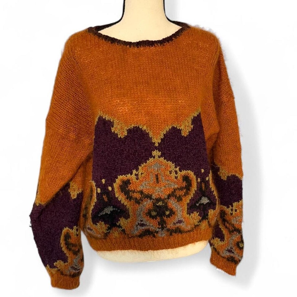 Vintage Jeanne Pierre Mohair Blend Abstract Sweater Medium